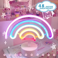 wg cute rainbow led unicorn neon sign night light home kids bedroom indoor lighting decor lamp lovely led night light 2021 new