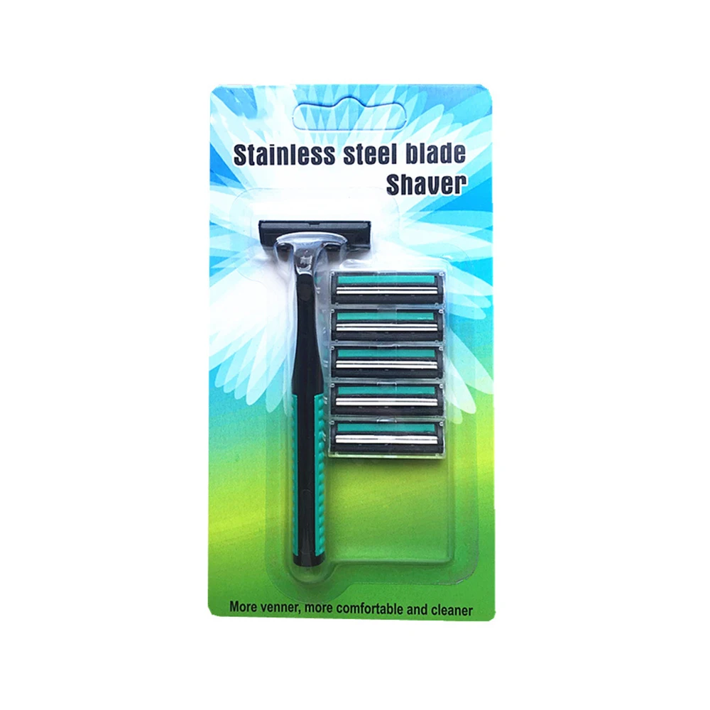 Новое поступление Двухслойное бритвенное лезвие 6 лезвий + 1 держатель для ножей