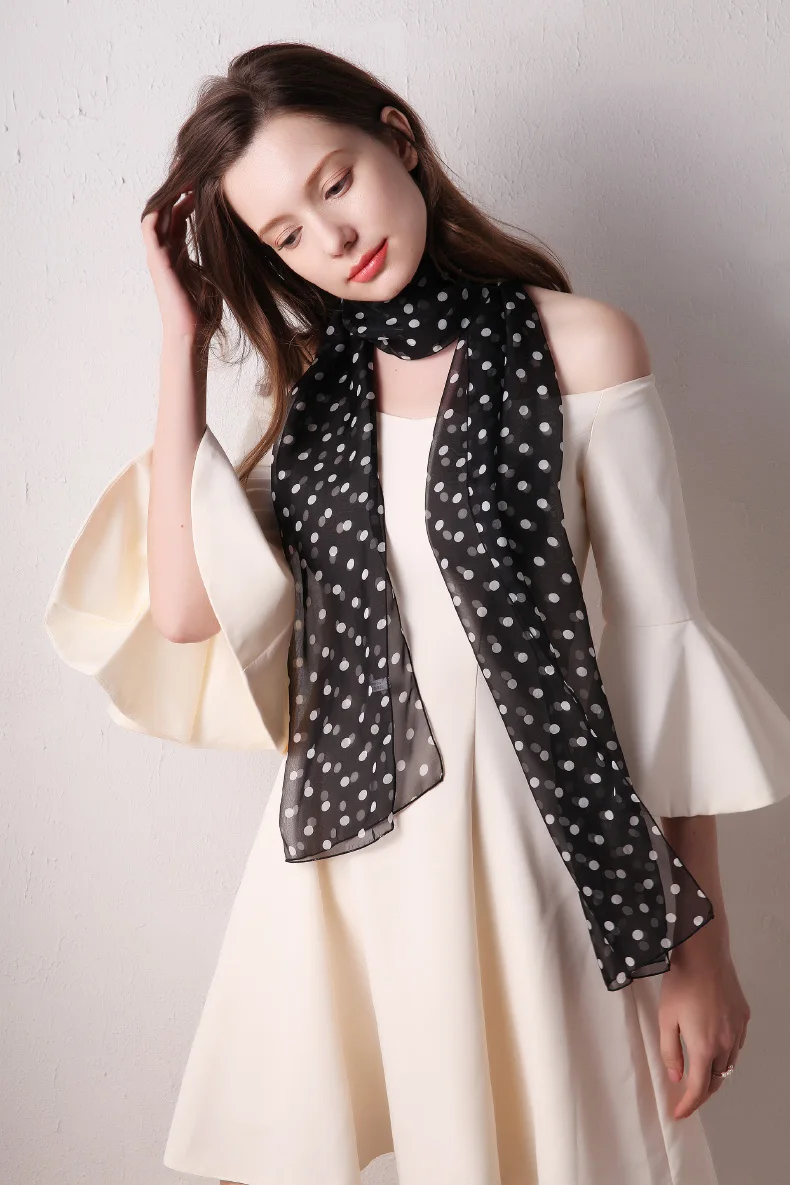 

Small long silk scarf women's wild spring and autumn thin scarf narrow long solid color gray22