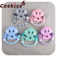 coskiss new 1set plastic pacifier clips holder silicone letter beads infant newborn dummy silicone elephant pacifier chain