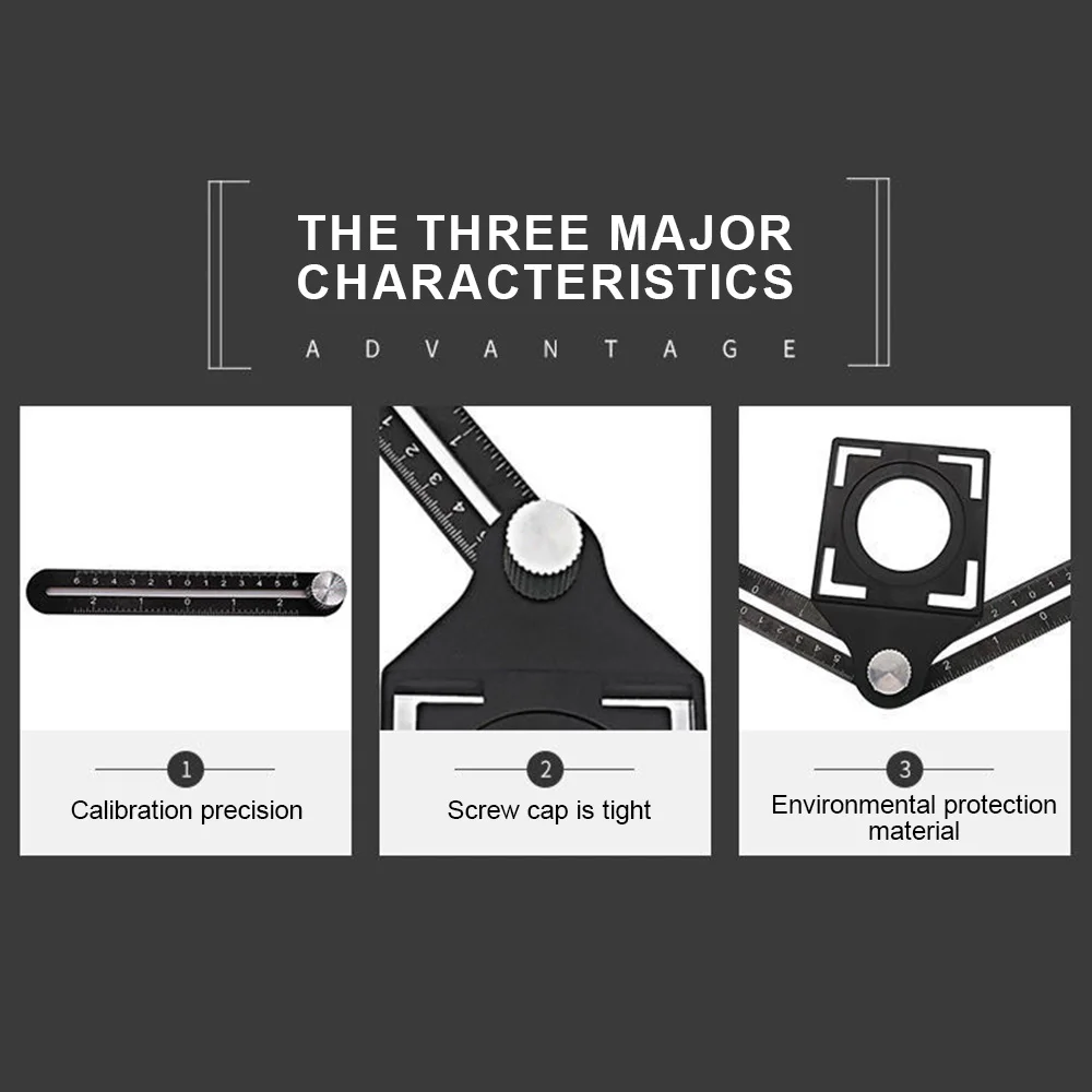 Multi Angle Measuring Ruler Protractors Adjustable 6-Sides Floor Tile Hole Locator Glass Woodworking Universal Puncher | Инструменты