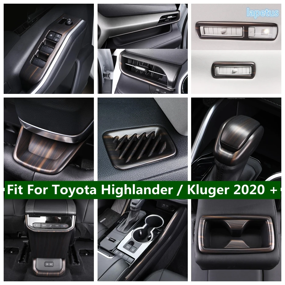 

Armrest Box Anti Kick Panel Central Control Instrument Decor Cover Trim Wood Grain For Toyota Highlander / Kluger 2020 - 2023