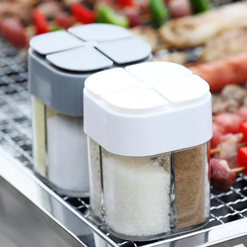 

Seasoning Box Wide Application 4 in 1 PP 4 Compartment Mouldproof Seasoning Jar for Kitchen