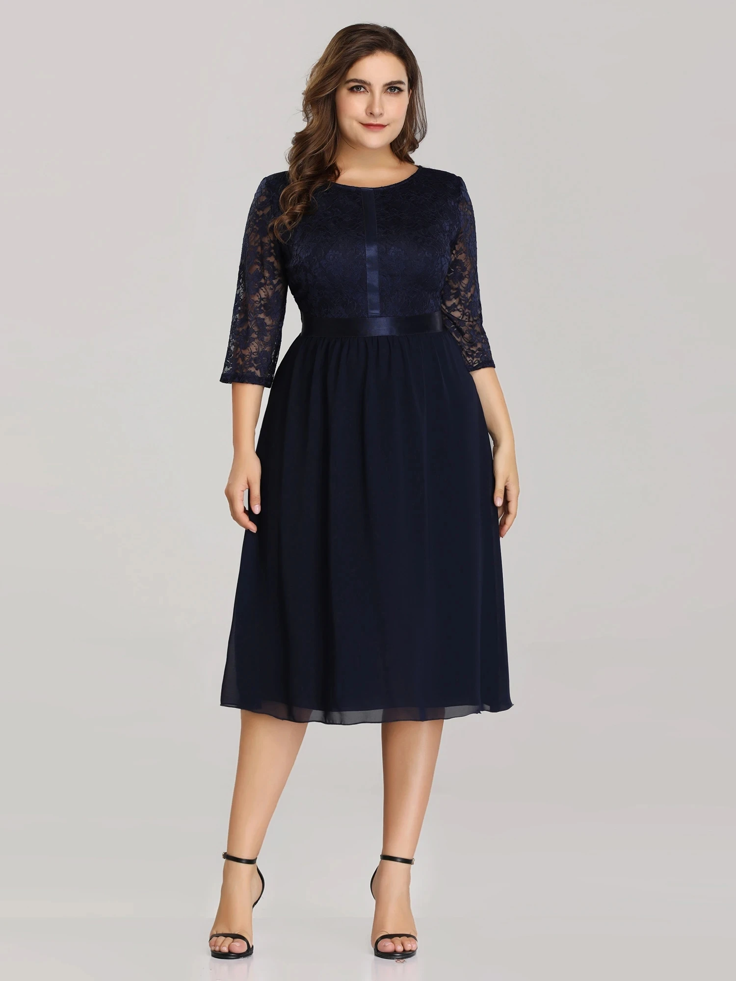 

Elegant A Line Lace Cocktail Party Dress Knee Length EZ07641
