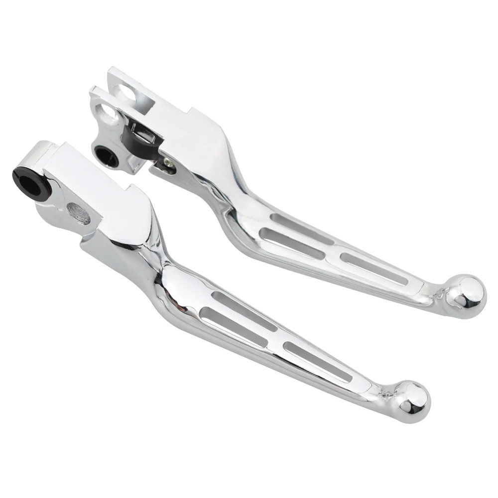 Universal Motorcycle Chrome Slotted Clutch Brake Levers For Harley Sportster XL 883 1200 Softail FXDB Street Bob Dyna Glide |