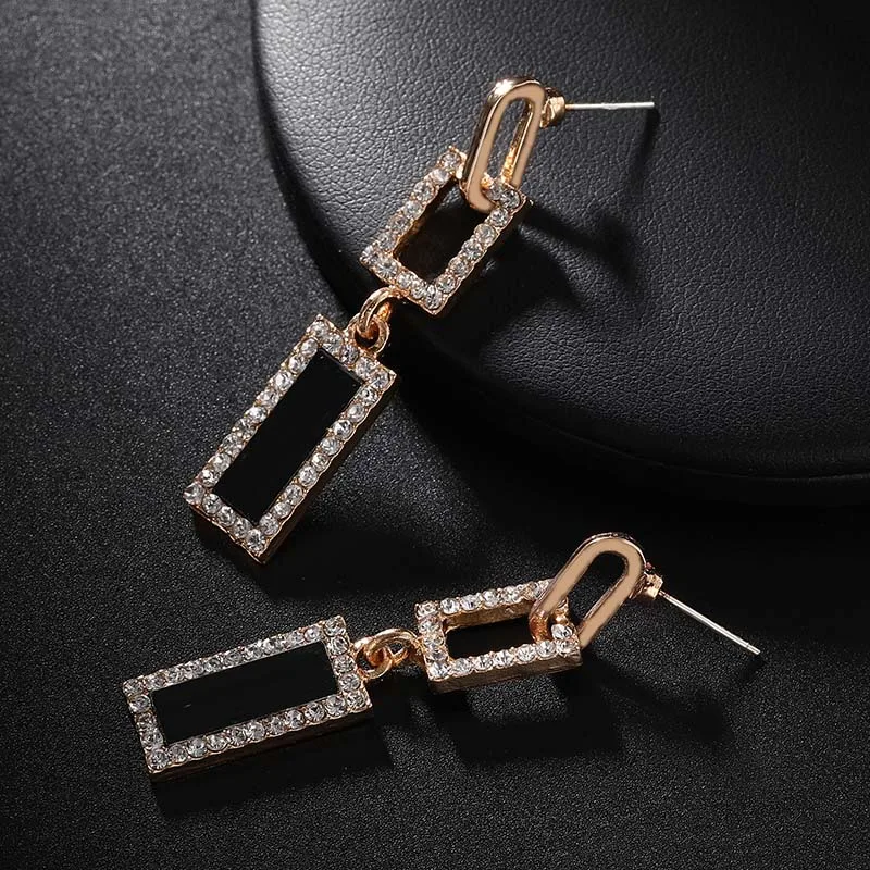 Корейские черные акриловые Серьги Геометрические Квадратные Висячие серьги для