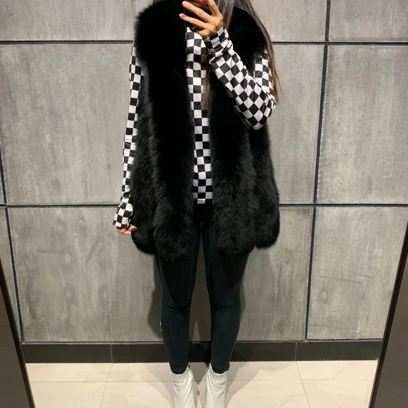 

gilet ladies real fox women natural fur vest