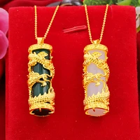 fly dragon column pendant chain necklace yellow gold filled women men jewelry gift vivid animal