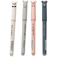 4pcs cartoon animals erasable pen 0 35mm refill rods cute panda cat pens kawaii ballpoint pen for school writing washable handle