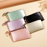 short wallets women pearlescent leather luxury zipper coin purses female fashion creative credit card holder ladies money bag