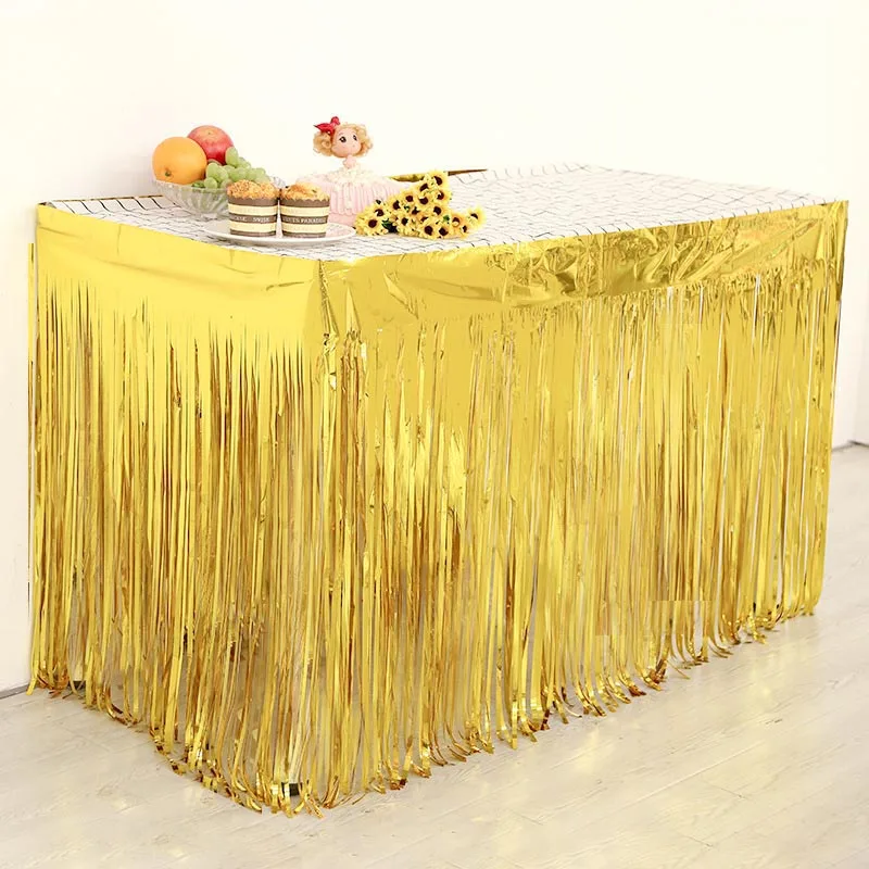 

2.7x1M Metallic Table Skirt Hawaii Hawaiia Wedding Bridal Shower Bachelorette Party Decorations DIY Boy Girl Birthday Supplies