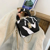 2021 new ladies chain top handle bag leopard pattern minaudiere portable fashion shoulder bag personality female money clutch