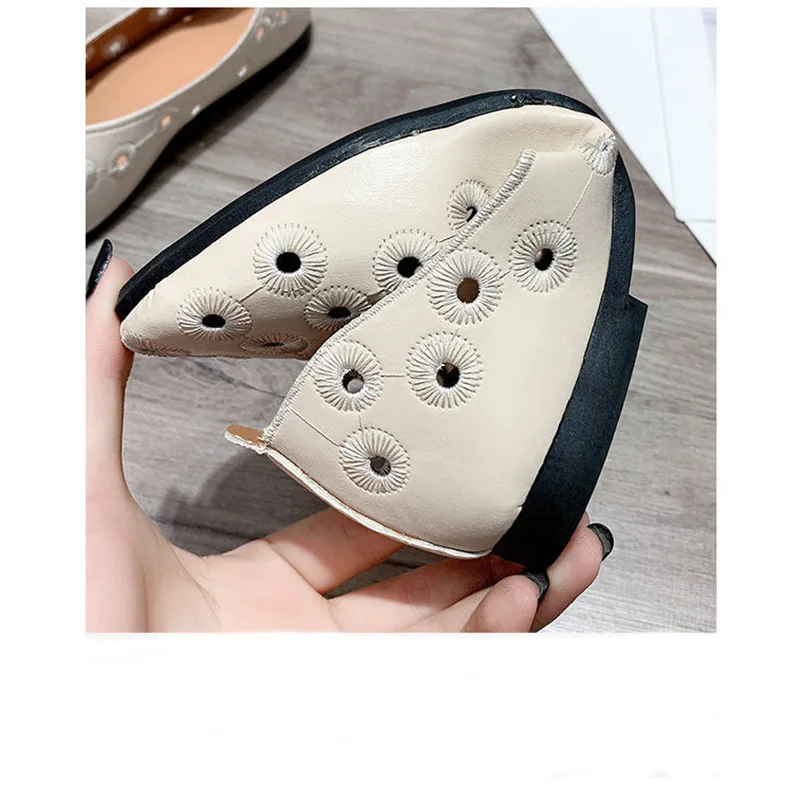 

Hollow breathable leather flats women's summer fashion loafers ballte shoes girls loafers woman flats