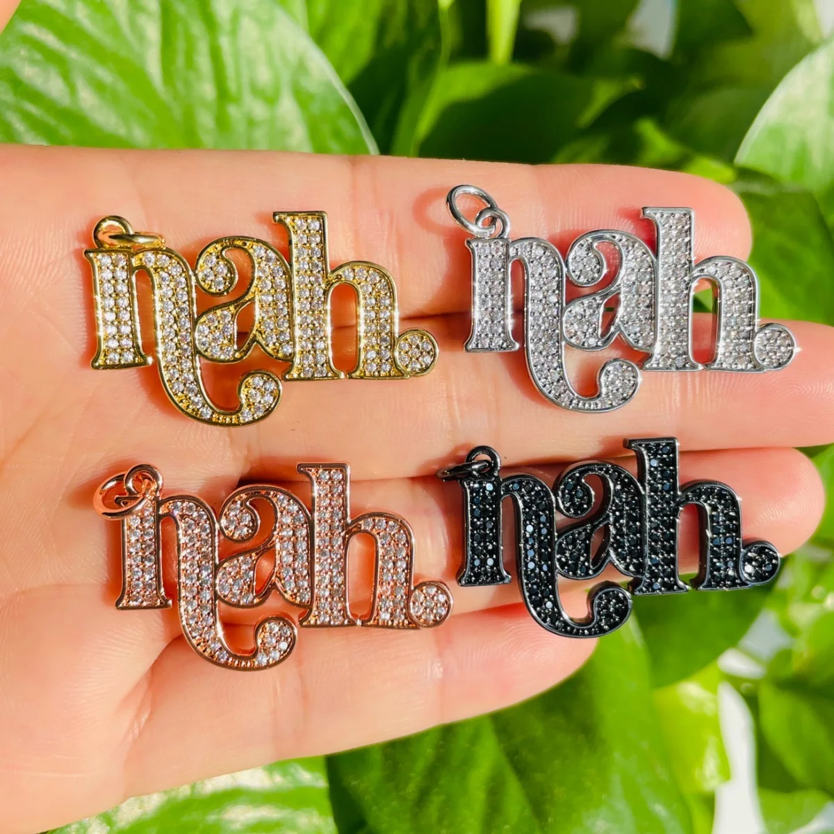 

5pcs Rosa Parks Quotes "nah." Word Charms for Black Women Jewelry Making Zirconia Paved Letter Pendant Bracelet Necklace Bangle