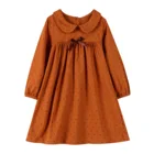 Детское хлопковое платье Little maven, Осеннее коричневое Элегантное повседневное платье с длинными рукавами для маленьких девочек от 2 до 7 лет