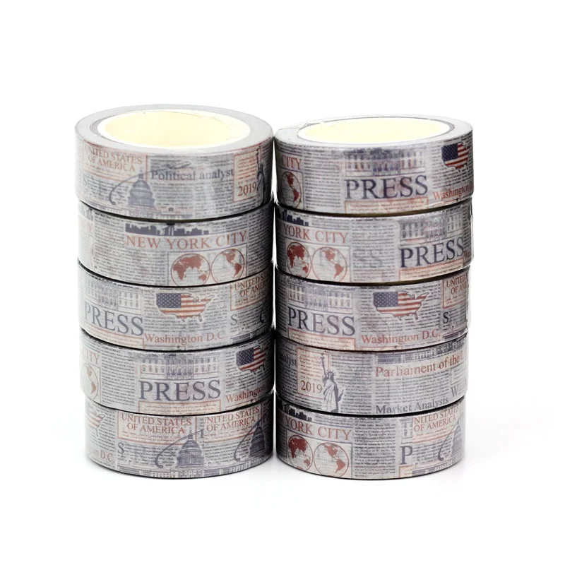 

NEW 10pcs/Lot Decorative Retro American Newspapers Columns Washi Tapes DIY Planner Adhesive Masking Tape Cute Papeleria