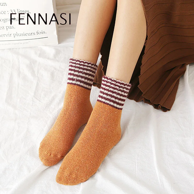 FENNASI наборами по 2 пары супер толстые женские шерстяные носки осень зима теплые в