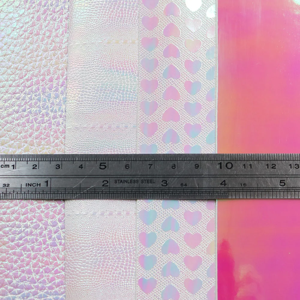 Рулон 30x134 см переливающаяся голографическая ткань розового цвета искусственная