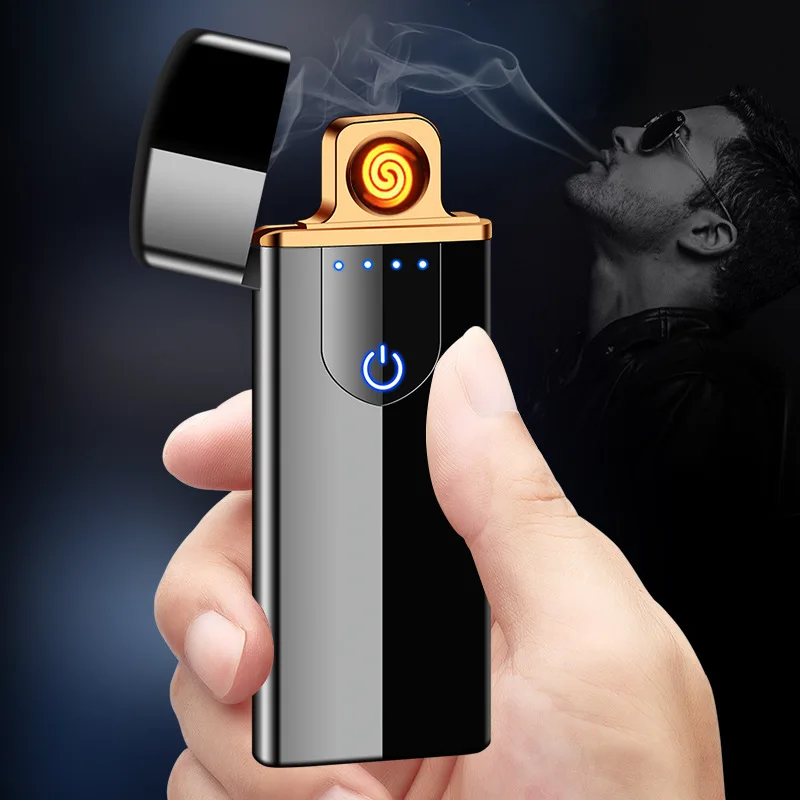 

Ветрозащитная Электронная зажигалка с USB-зарядкой, креативная крутая Зажигалка для курения, легкая двухсторонняя зажигалка