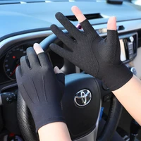 summer men gloves driving cycling touch screen non slip outdoor sports sunscreen breathable ice silk women thin fingerless glove