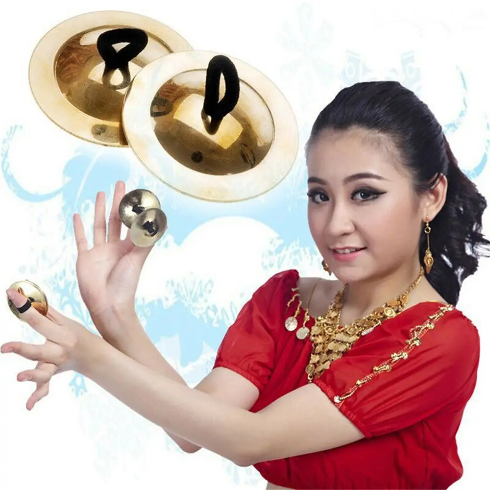 1pair Professional Belly Dance Finger Cymbals Zills Copper Silver Dancing Hand Wear Popular Women Bellydance Accessories Hotsale - купить по