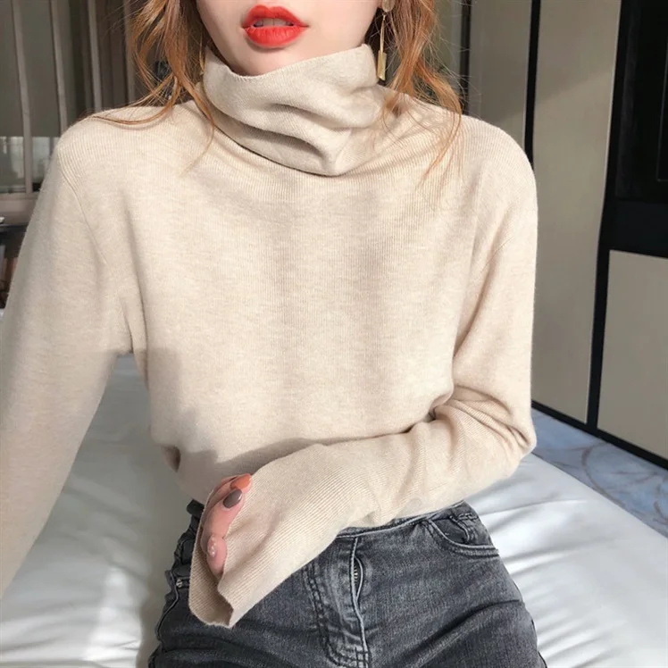 

Autumn and Winter Turtleneck Female New Black dui ling Sweater Slim Fit Inner Wear Western Style Shirt Long