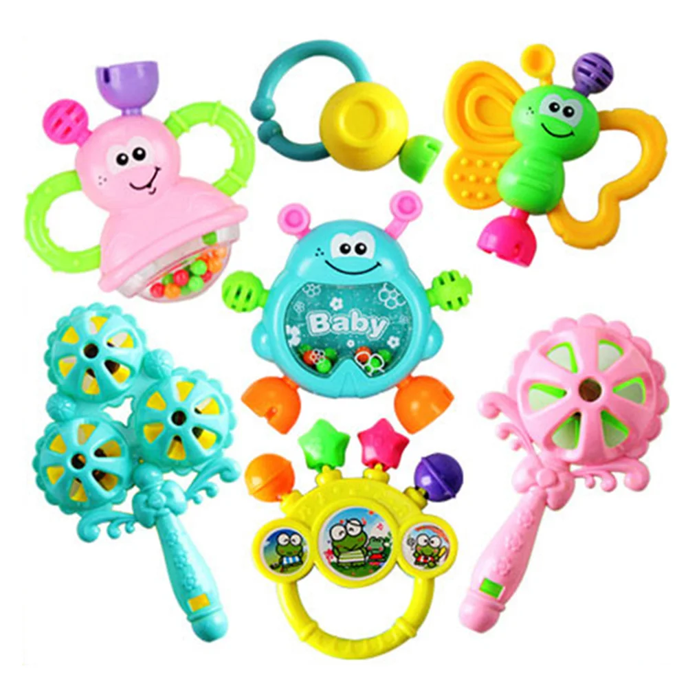 

7 PCS Set Cartoon Baby Bell Rattles Newborns Music Toys For Children Infant Kids New Design