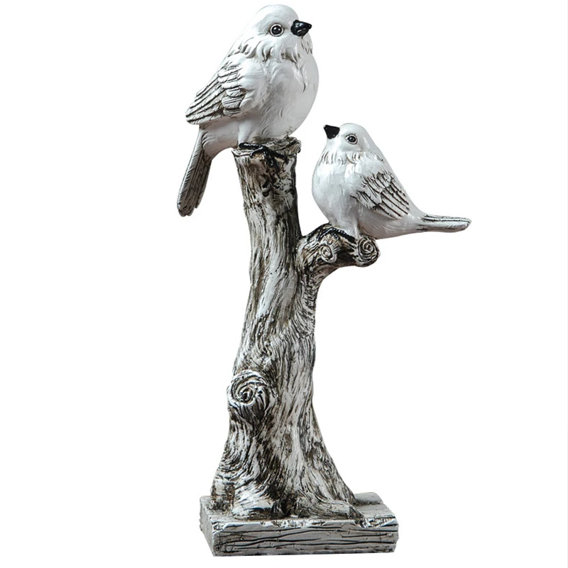 

American Simulation Branch Bird Figurine Resin Ornaments Modern Livingroom Partition Porch Book Decorations for Home Crafts