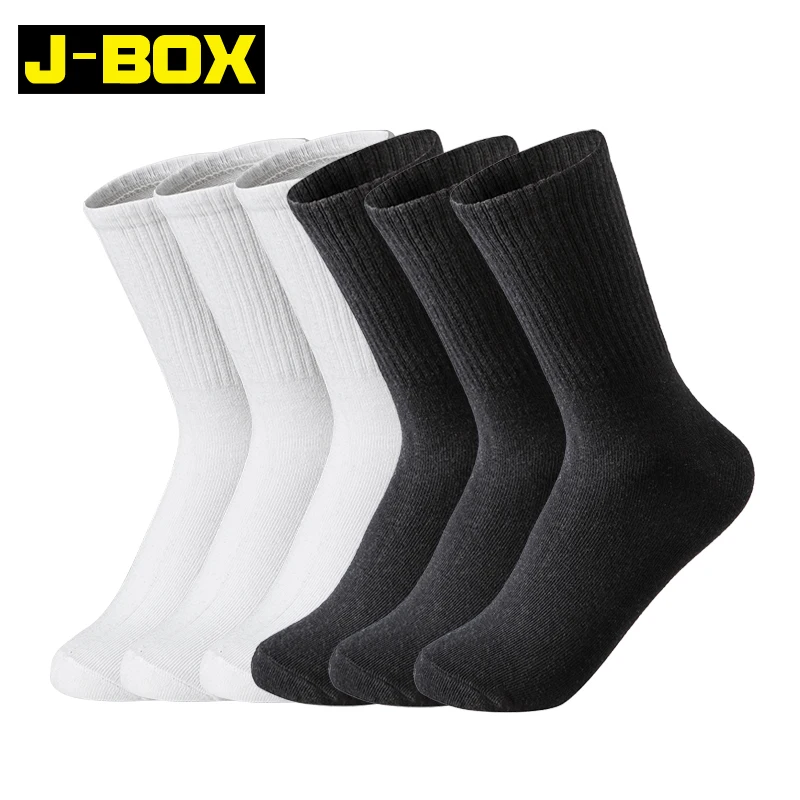 J BOX 6 пар мужских носков Повседневные носки чистого белого и черного цвета