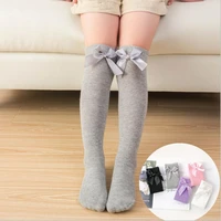 2021 spring autumn kids toddlers girls big bow knee high long soft cotton lace baby socks bowknot 100 cotton socks for girls