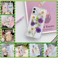 signalshin dried real flower handmade clear pressed phone case for iphone 12 11 pro max x xs max xr 7 8plus se daisy soft cover