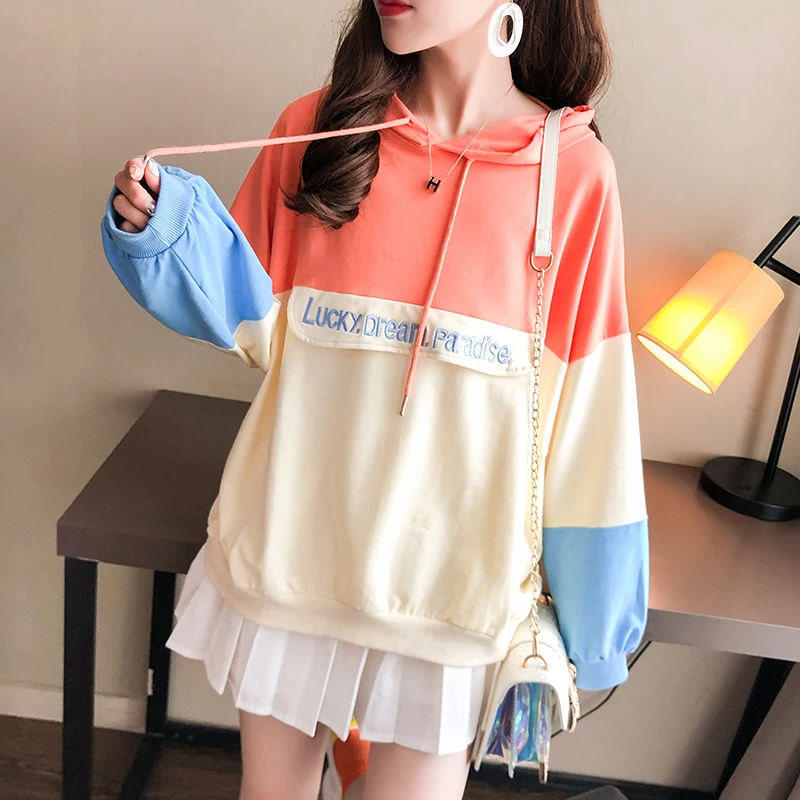 P128 Новый Social Harajuku для женщин с капюшоном Топы толстовка длинными рукавами