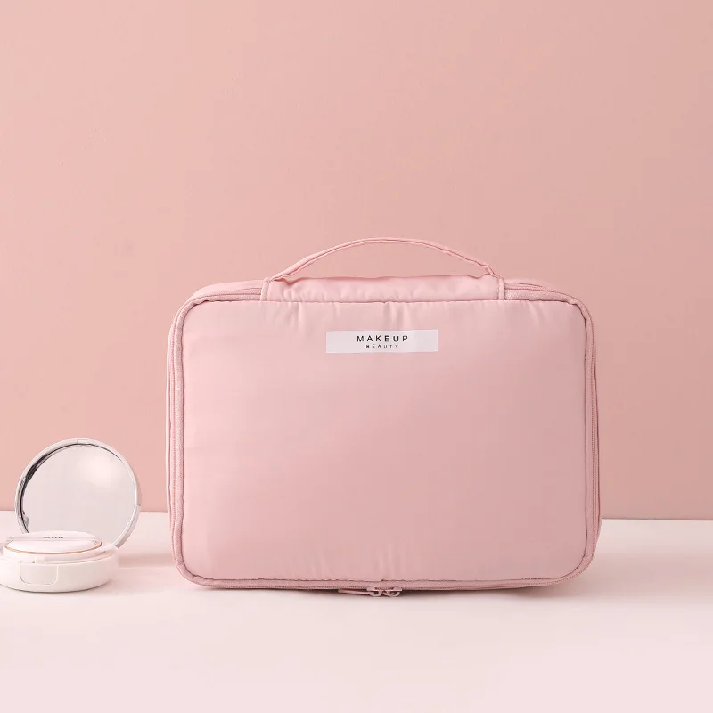 Pink-(L) Женская косметичка, Женская Портативная сумка для путешествий, органайзер, новинка, косметичка для туалетных принадлежностей, Большая вместительная косметичка, спонж, сумки - Цвет: Pink-(L)