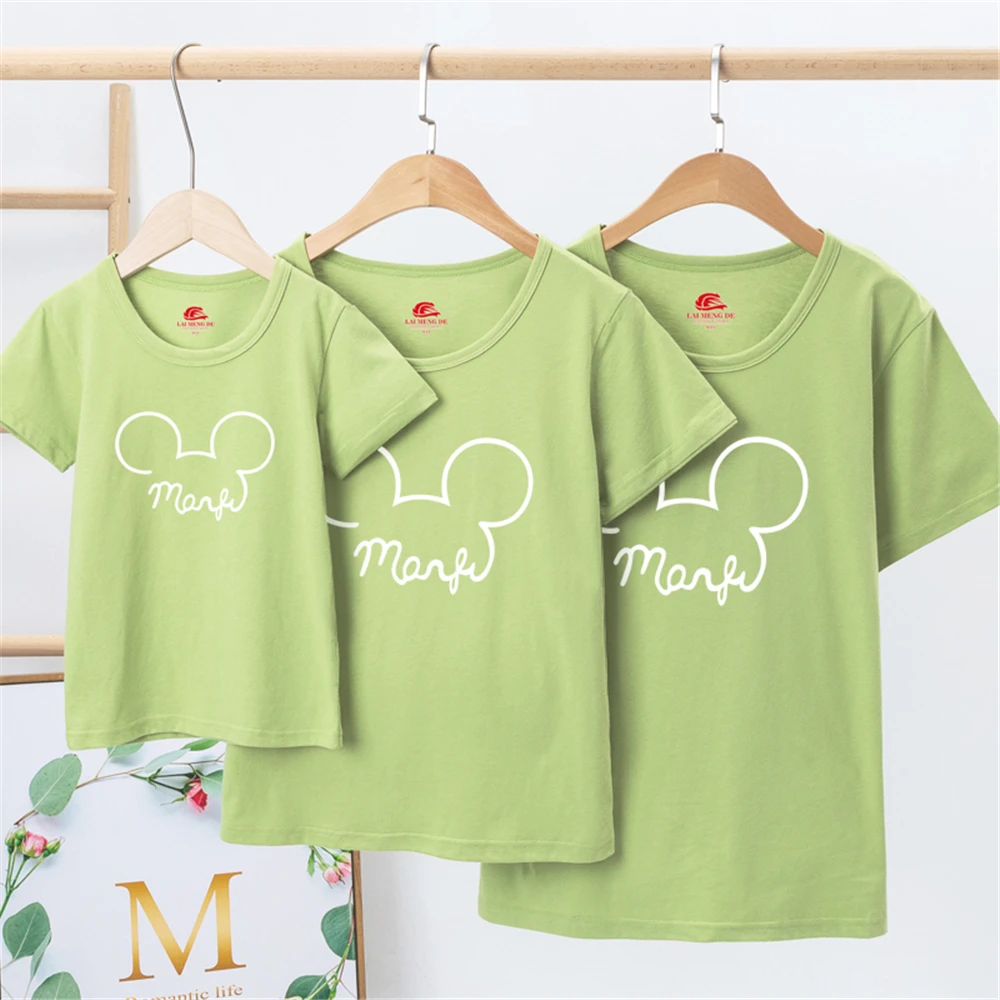 

Disney Women Tshirt Mickey Print Men Family Tshirt Cotton Cartoon Kids T-shirt Kawaii Anime Famliy Look Top Dropship Tee