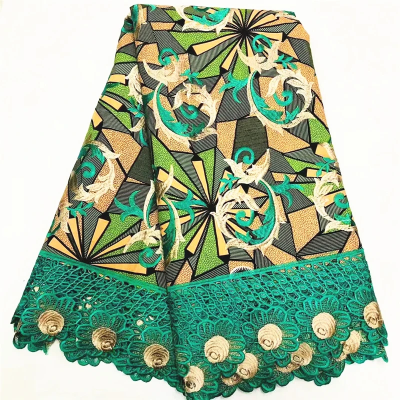 

African Ankara with Lace High Quality wax Lace fabric cotton african wax prints for dress