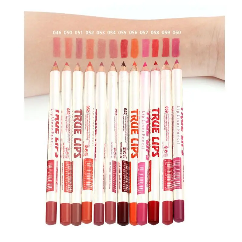 12 шт./упак. Профессиональная деревянная подводка для губ водостойкая Женская