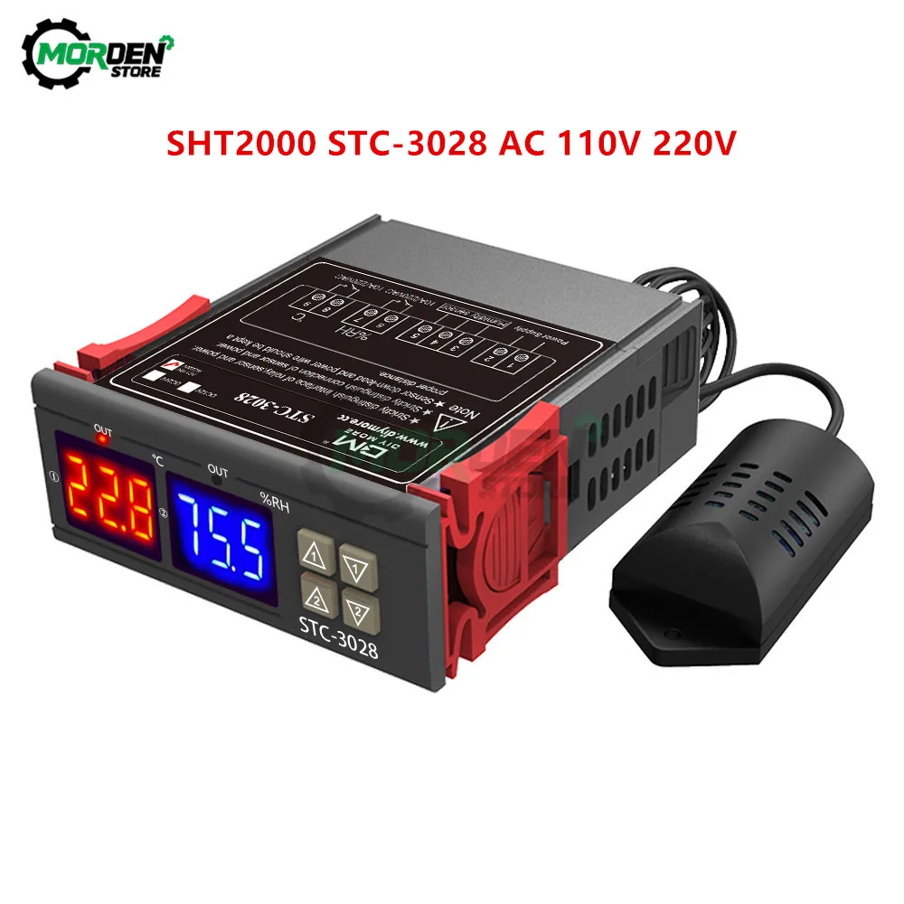 

SHT2000 STC-3028 Dual Digital Temperature Humidity Controller AC 110V 220V Thermostat Humidistat Therometer Hygrometer