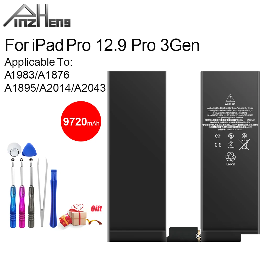 Аккумулятор для планшета PINZHENG, 9720 мАч, фотоаккумулятор для планшета, 3го поколения, 3го поколения, 3го поколения, A1876, A1895, A2014, A2043, сменный аккумулятор с инструментами