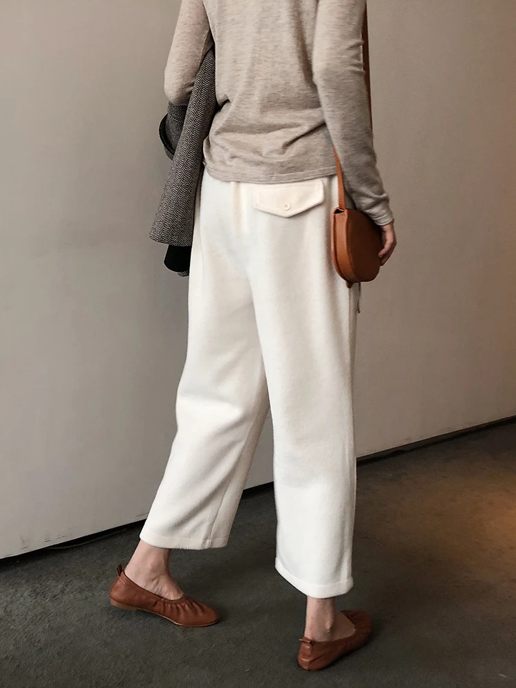 Женские широкие брюки с вертикальной текстурой Осенние повседневные Прямые