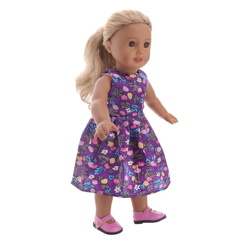 Одежда для куклы платье с фиолетовыми цветами подходит 18 дюймовых американских