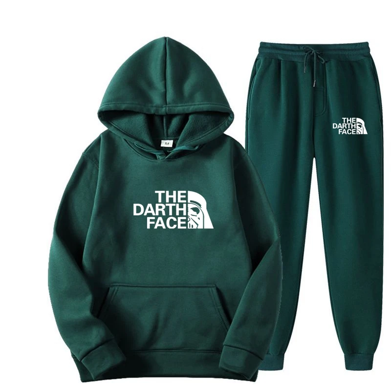 

2021 Spring Autumn New Hooded Hoodies Men Sportswear Suit Jogger Casual Print Pullover + Sweatpants 2-piece set Clothes