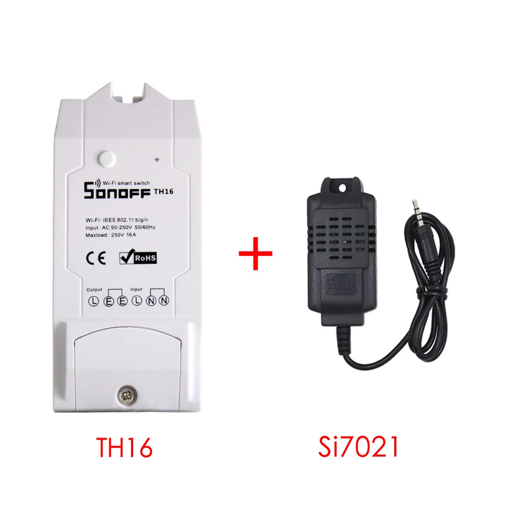 TH16 with Si7021 Sonoff TH16 TH10 умный Wifi переключатель 16A 10A с датчиком контроля температуры и влажности умный дом автоматизация - Комплект: TH16 with Si7021