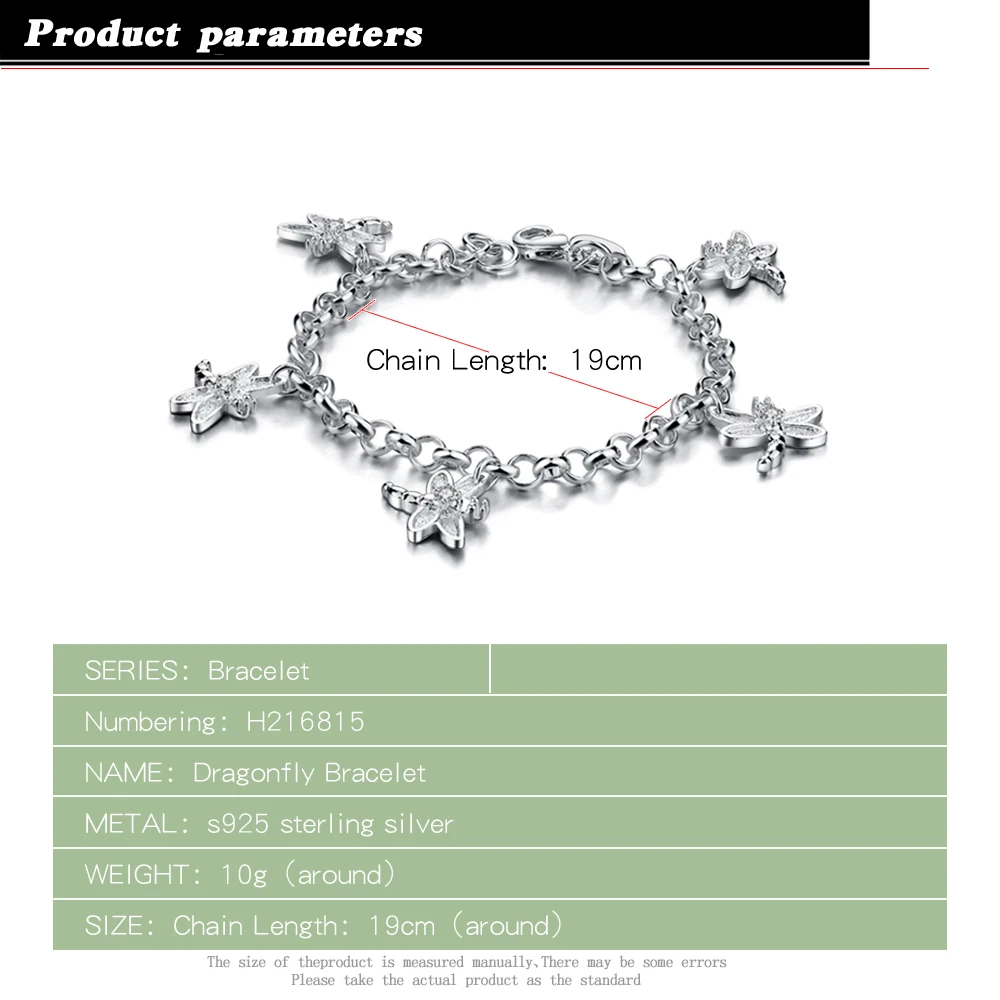 Симпатичные Стрекоза браслет браслеты шармы для ног с 100% 925 стерлингового