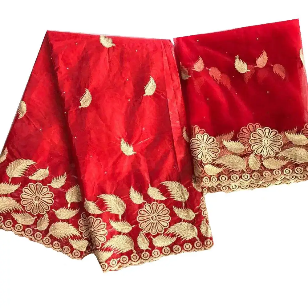

African Cotton Embroidery Feather Floral Dubai Fabric Bazin Riche Brode Tissus French Tulle Mesh Lace Materials 5+2 yards/lot