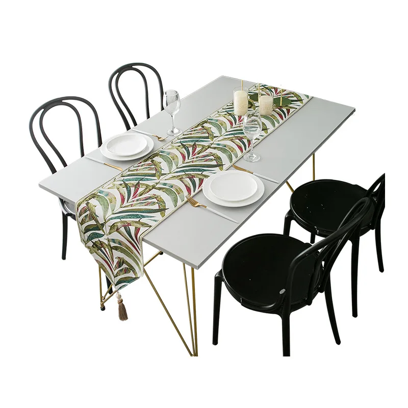 

Colorful Leaves Jacquared Table Runners High-grade Luxury Tassels Throw Runners Dining Table Shoe Cabinet Covers Table Cloth