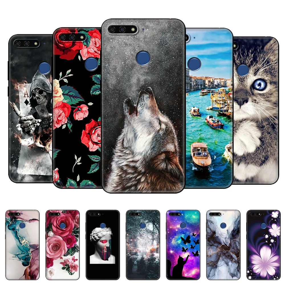 

For Honor 7C 5.7 Inch Case Silicon Soft TPU Cover Back Protective Phone Case For Huawei honor 7c Aum-L41 black tpu case