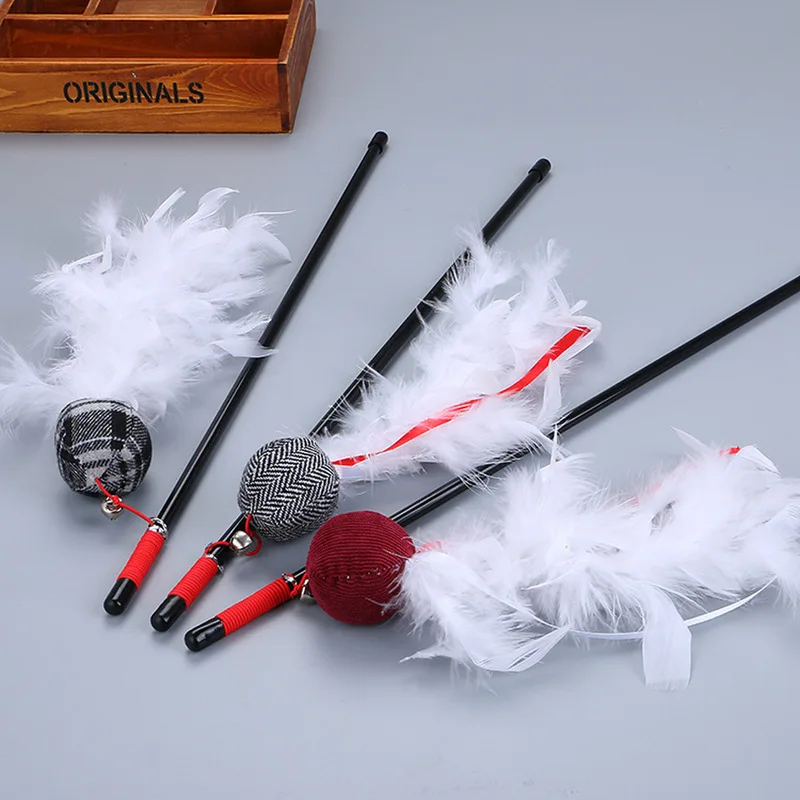 Игрушка для кошек забавный шарик из кроличьей шерсти палочка индейка