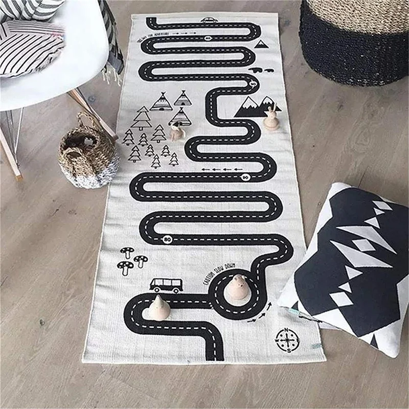 

Kids Play Game Mat Rectangle Carpet Rugs Mat Cotton Car Road Crawling Blanket Floor Carpet for Kid Room Decoration Baby Gift