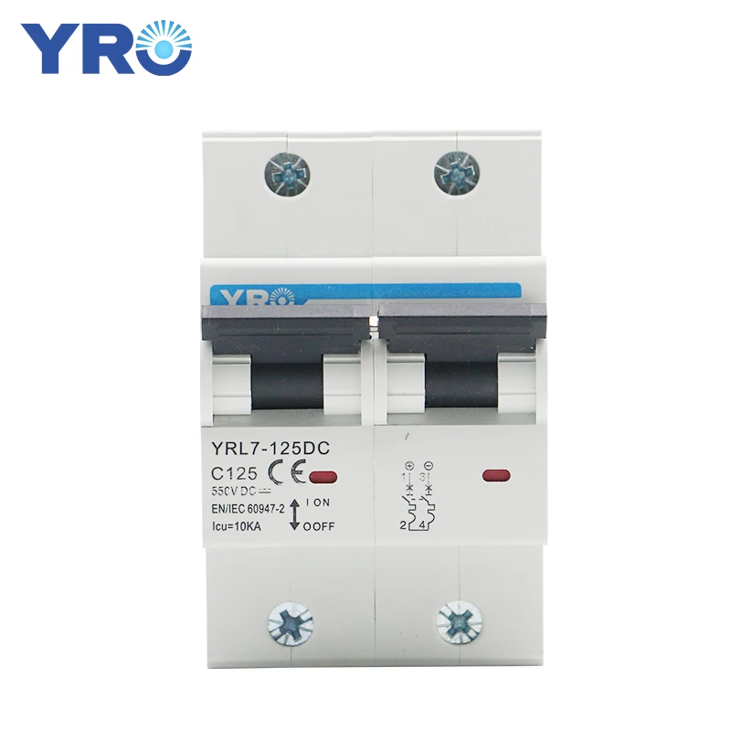 

YRL7 -125DC 2P 80A 100A 125A 550V Solar Mini Circuit Breaker C Curve MCB For PV System Battery Main Switch