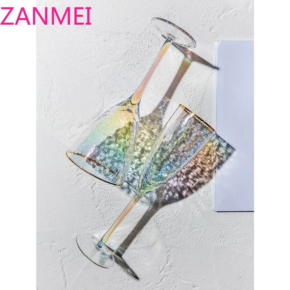 

Colorful Ion Gold Edge Crystal Goblet Martini Wine Glass Romantic Candlelight Dinner Wedding Champagne Flutes Glasses Beer Mug